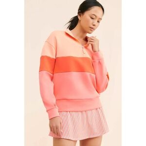Nuuly x Addison Bay Varsity Orange Colorblock Quarter Zip Sweatshirt Pullover M